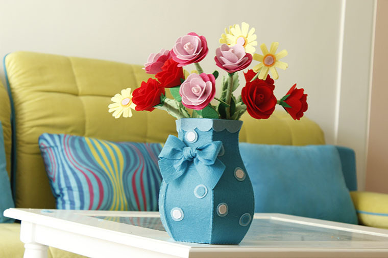 【免裁剪】漫布布艺手工diy不织布材料包绽放花语布艺花瓶包邮