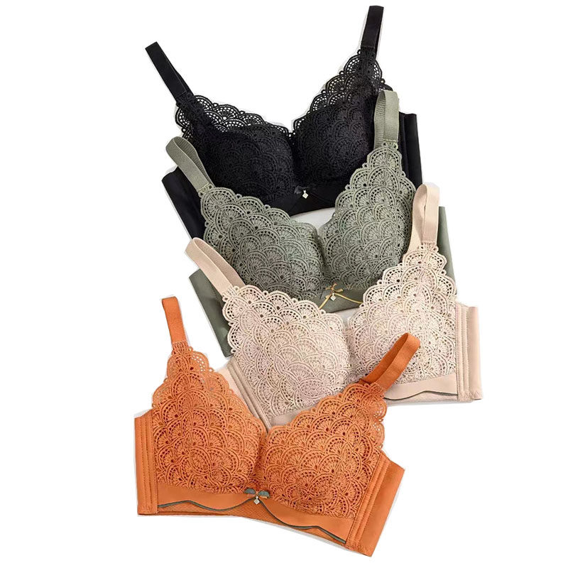 花雨伞新款内衣女无钢圈中厚聚拢收副乳调整型文胸