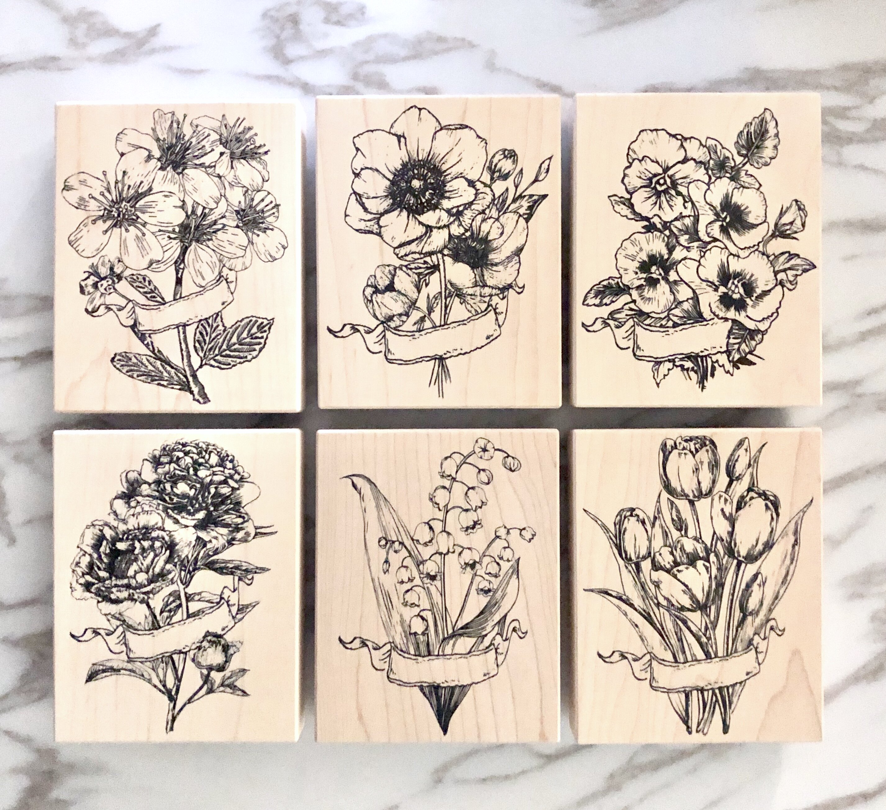 现货台湾贝登登堡木质印章月份花束花卉花朵成品印章