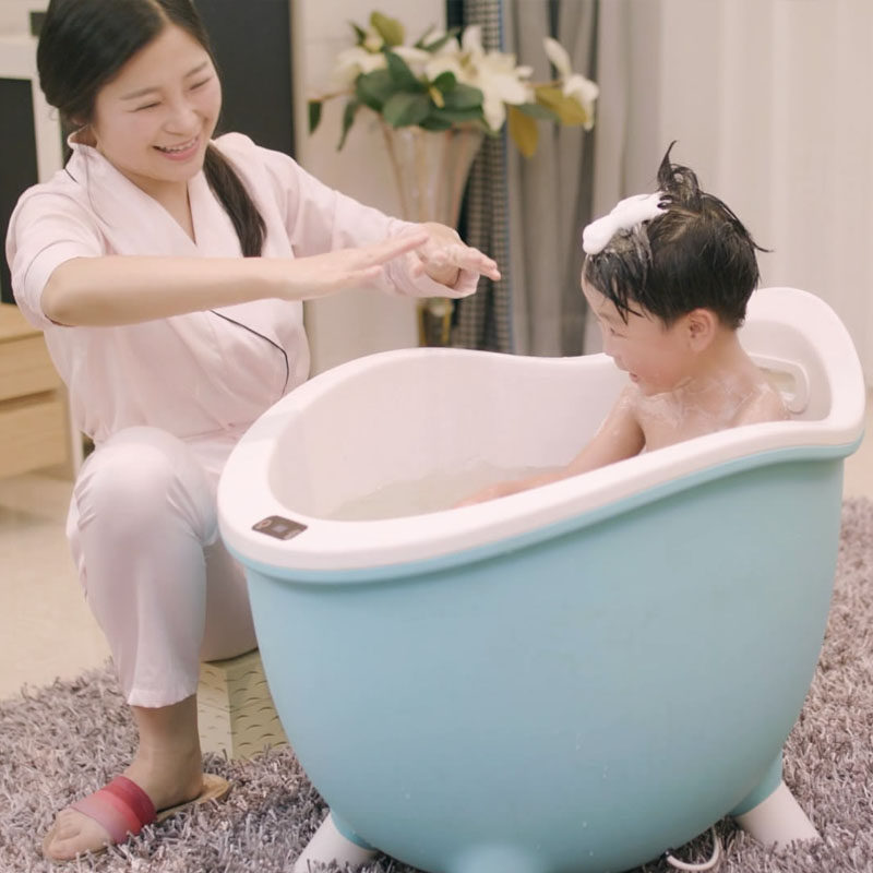 8岁宝宝恒温加热冲浪沐浴桶儿童洗澡可坐保温婴儿小孩泡澡盆 - 爱购网