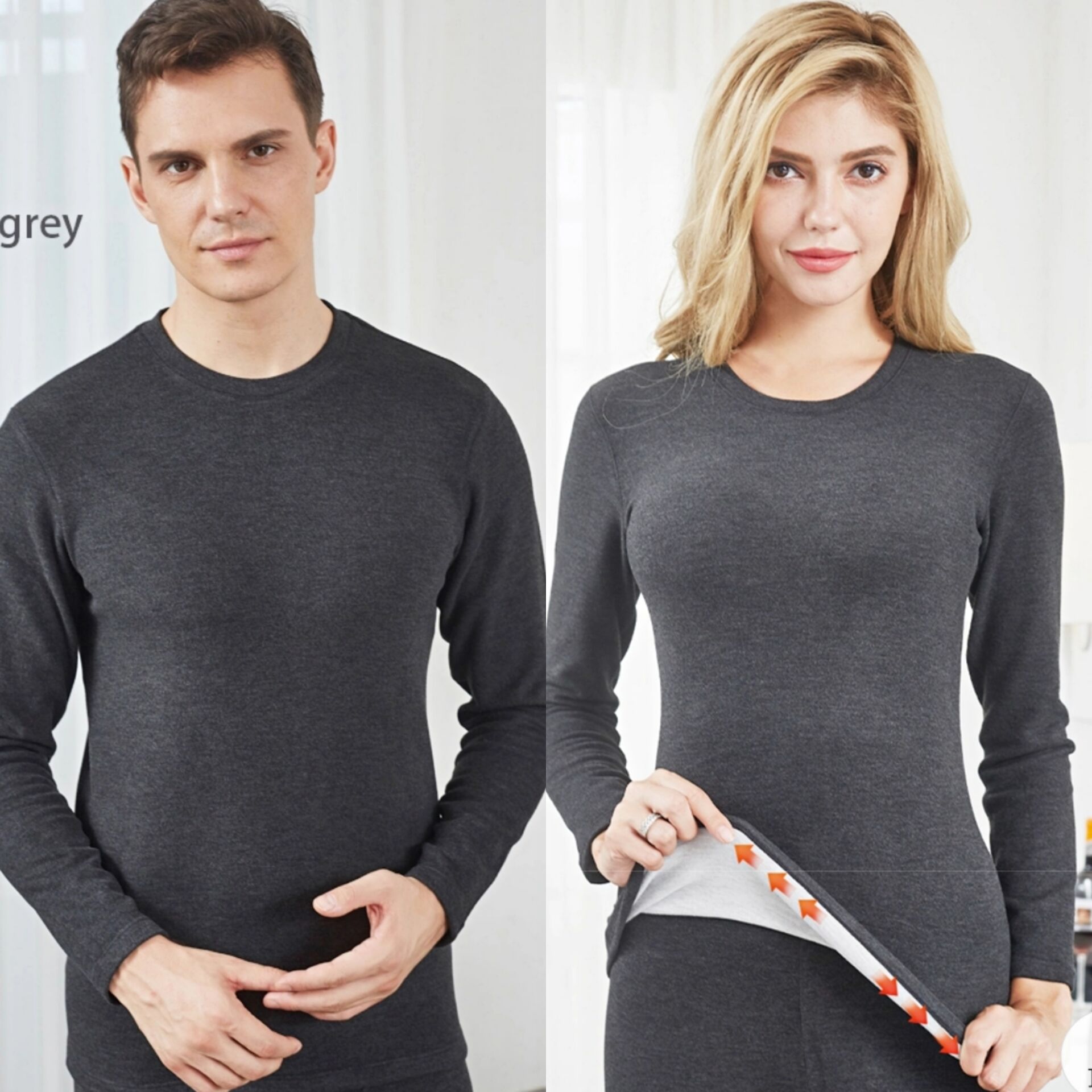 潘美格男女女士保暖内衣套装羊毛蚕丝秋冬季磨毛秋衣保暖套装