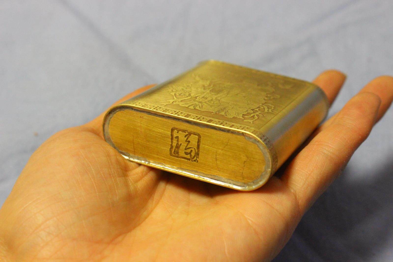 纯铜黄铜烟盒烟丝烟叶茶叶旱烟盒超薄复古时尚个性14支装定制刻字