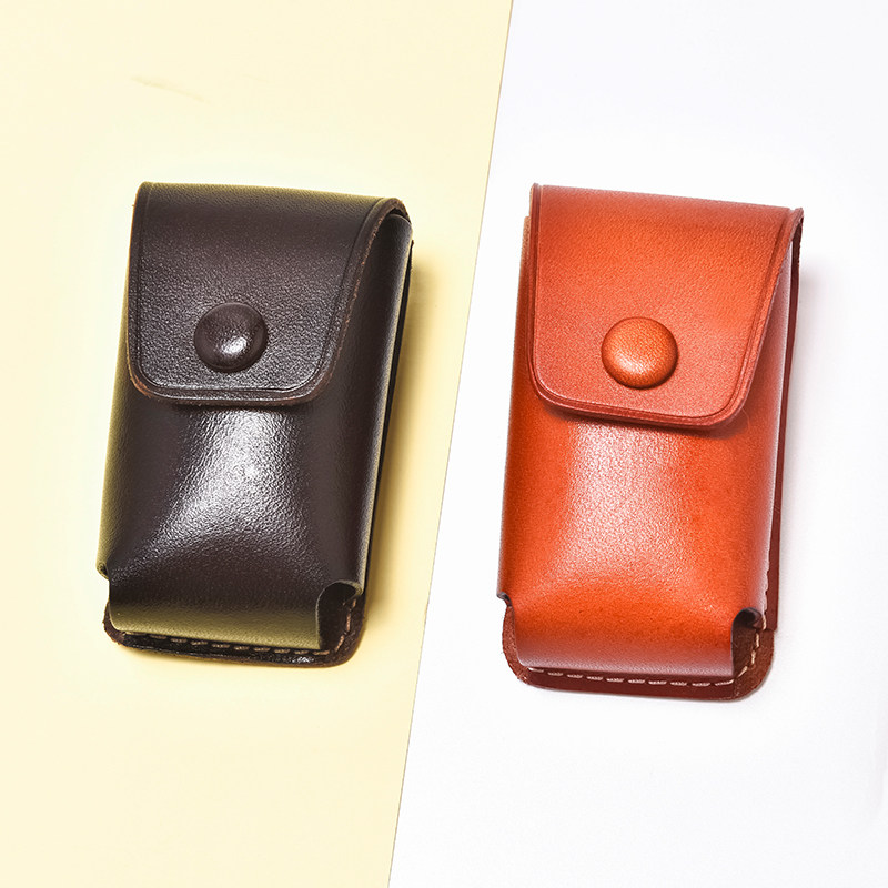 韩国折叠老花眼镜盒真皮男便携迷你可挂腰手工抗压老光眼睛盒女