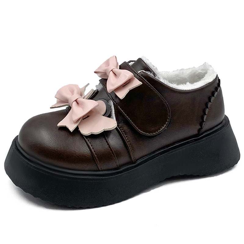 黑色日系jk皮鞋秋冬加绒2021新款厚底学生单鞋