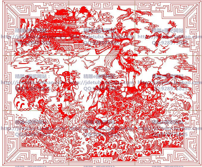 高清设计素材精雕jdp灰度bmp精品八仙过海海平设计素材