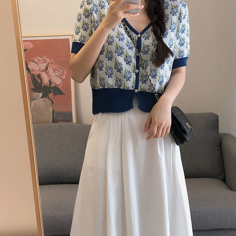 气质中长伞裙口袋夏口袋款女小个子高腰纯白色裙显半身裙