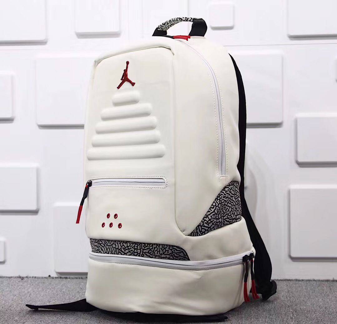 aj3双肩包背包时尚潮流黑白水泥爆裂纹男女学生书包电脑包篮球包