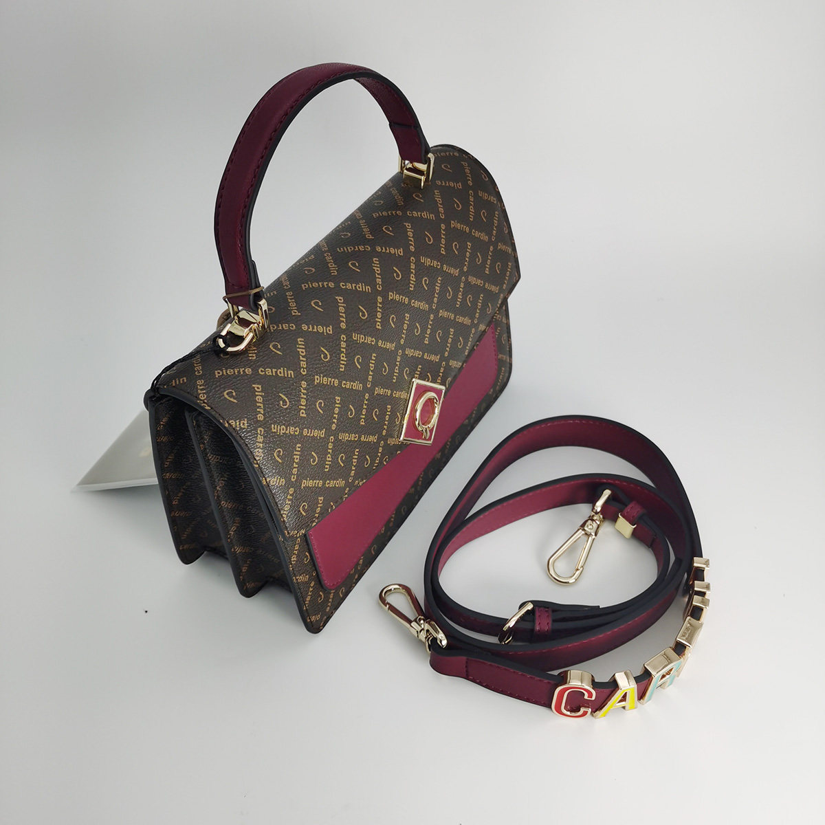 皮尔卡丹女包2020新款时尚牛皮单肩手提包p9b250266-24b商场同款