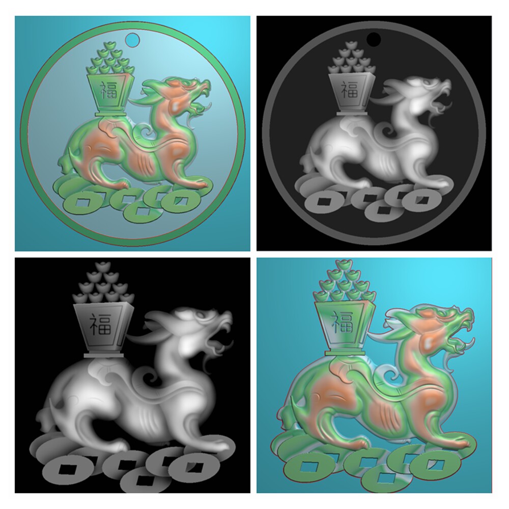 0591貔貅运财浮雕精雕jdp灰度bmp格式玉雕设计素材