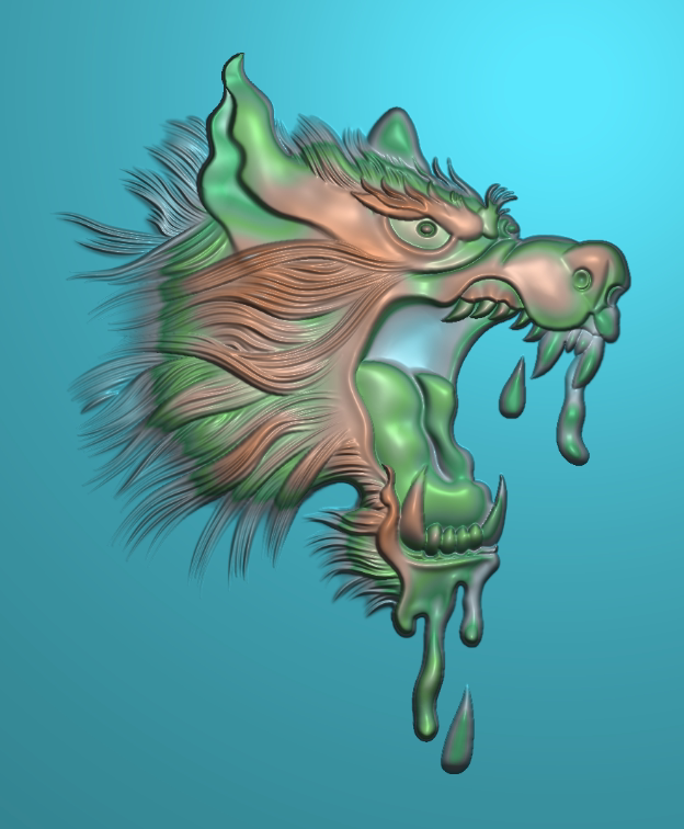 0579狼头浮雕精雕jdp灰度bmp格式玉雕木雕设计素材