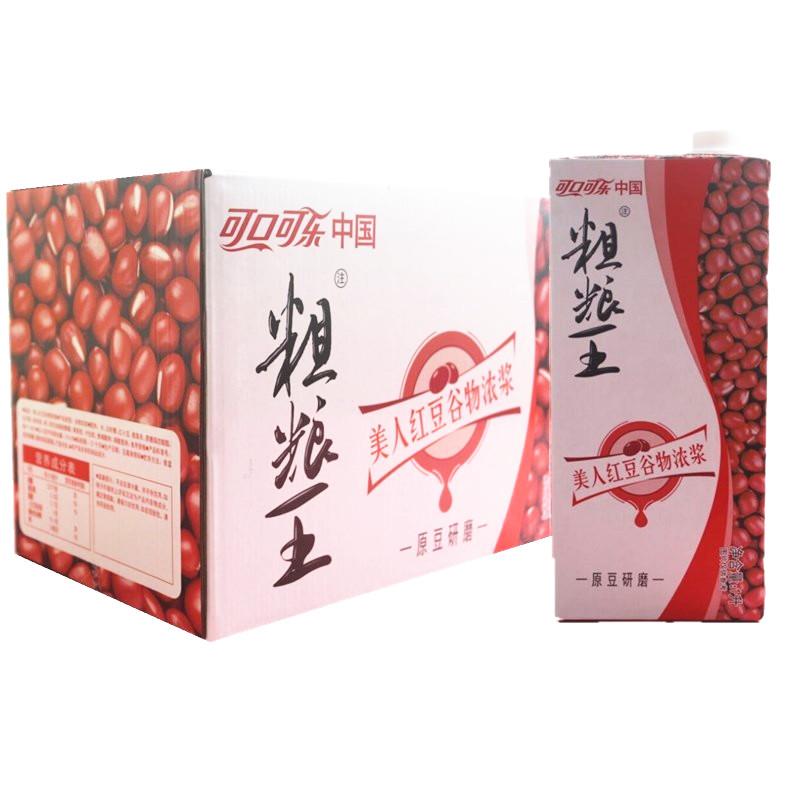 1l装可口可乐粗粮王美人红豆谷物浓浆代餐饮品1000ml10盒原中绿