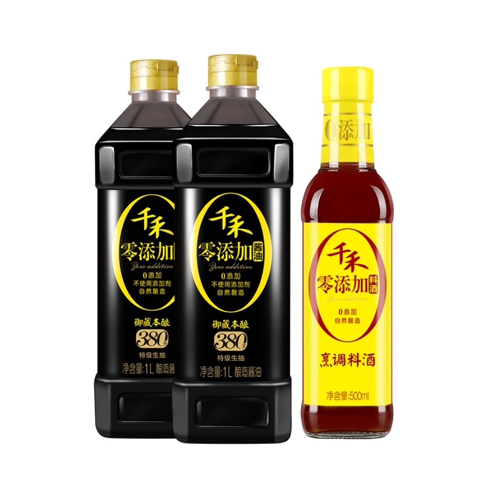 千禾特级酱油御藏380天1l烹调料酒500ml家用酱油