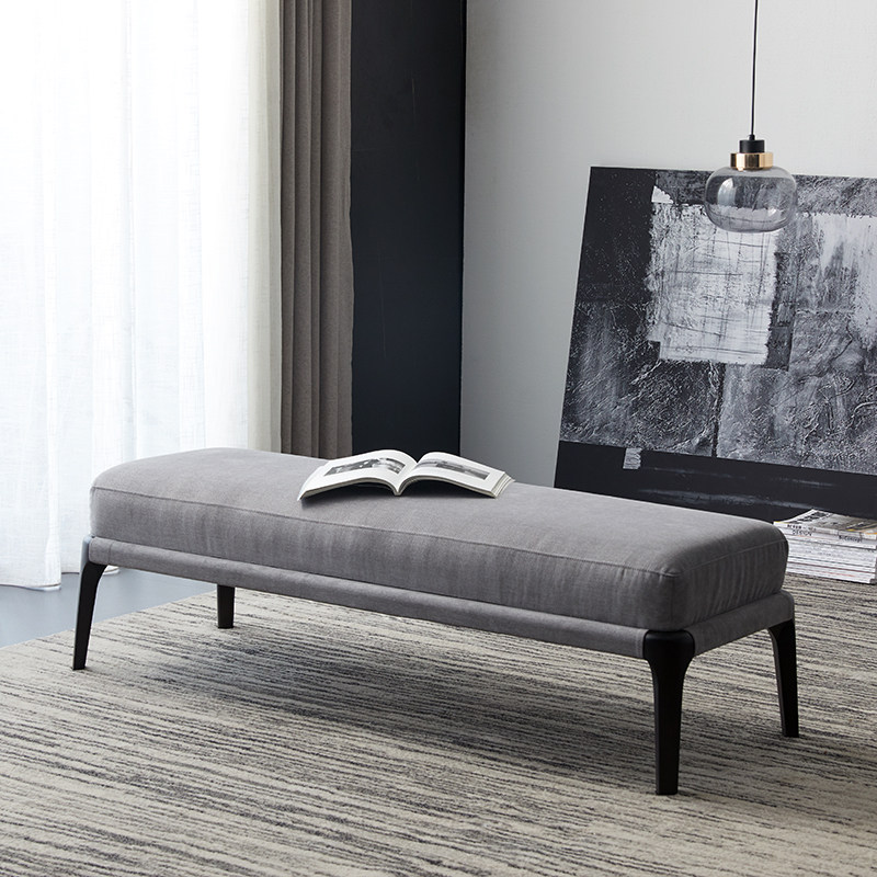 现代简约轻奢床尾实木软包床前卧室北欧沙发长凳床尾凳