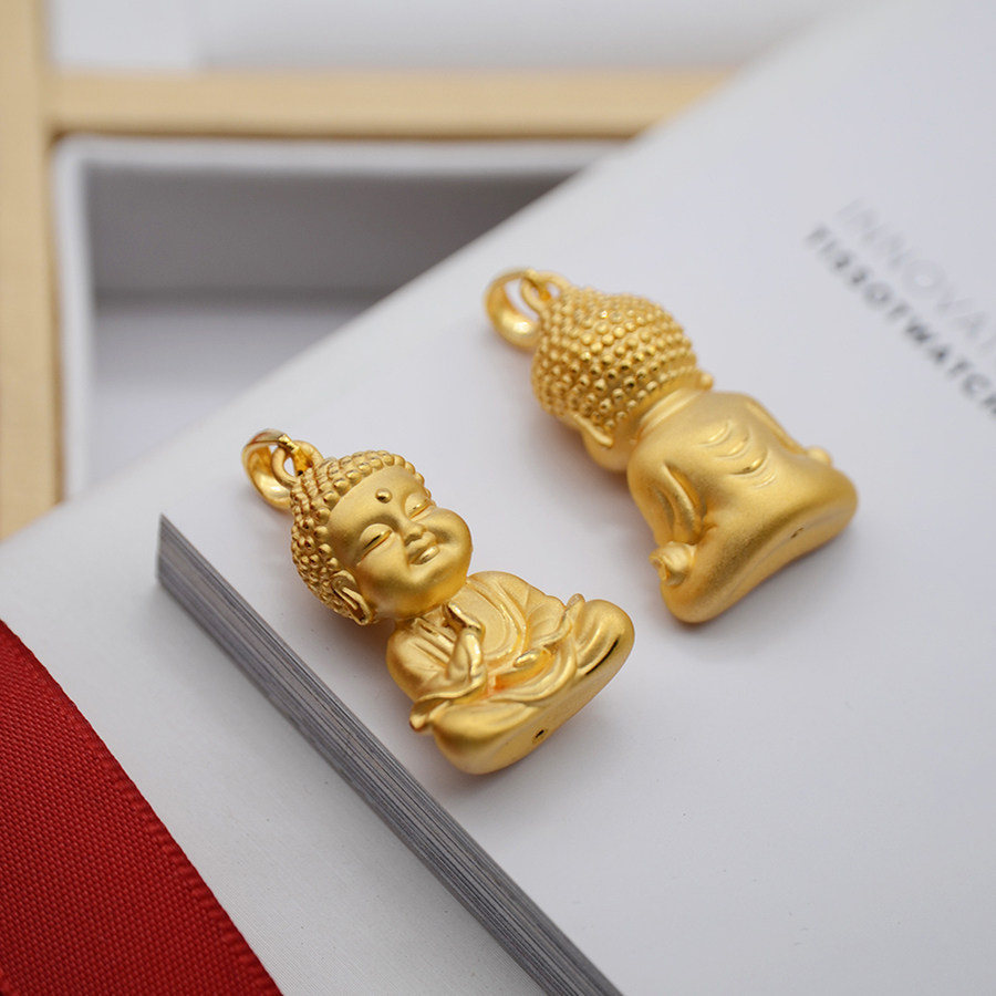 足金999纯金如来佛3d硬金送妈妈黄金吊坠虎年本命佛男女项链金佛