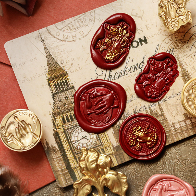 火漆印章采花画画贵妇手信封口浮雕立体原创成品印章