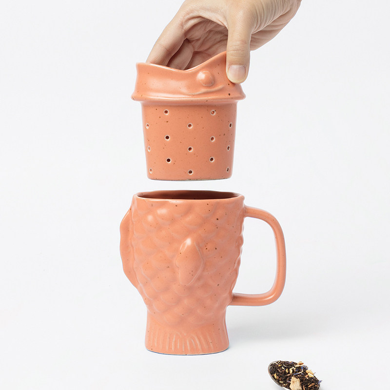 西班牙doiy鲷鱼杯子茶杯马克杯配茶滤陶瓷创意茶杯