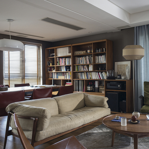 一屿家居半开放组合书柜北欧简约落地黑胡桃木书房书架