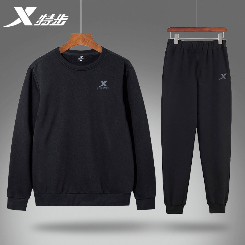 秋季特步运动套装2022新款休闲服装男士跑步卫衣运动套装