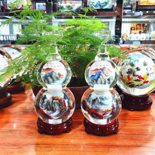 宝得乐内画葫芦摆件家玄关挂件办公装饰工艺装饰马到成功拉手