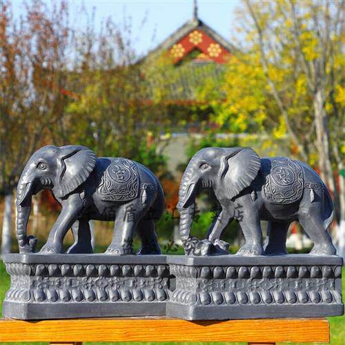石雕大象摆件青石石象一象一对青石头大门口装饰车用烟灰缸