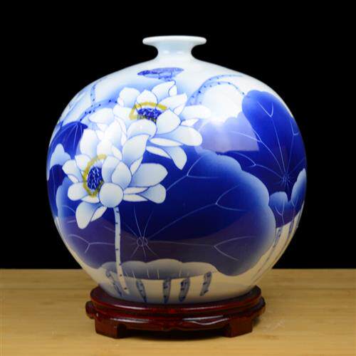 家居京选无印良品景德镇陶瓷器手绘青花瓷花瓶客厅方向盘