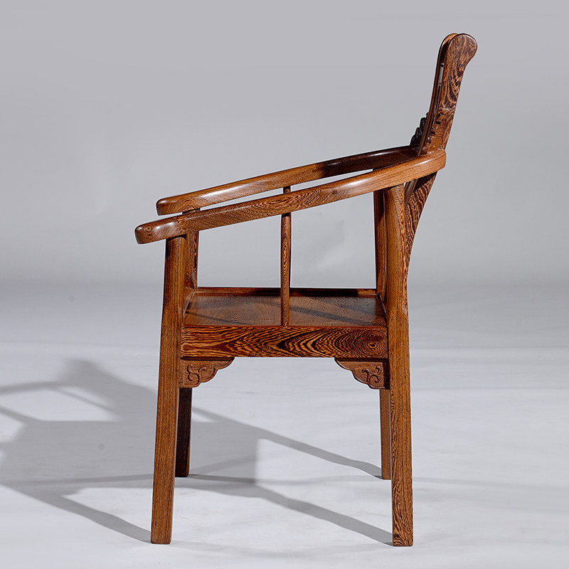 聚航红木家具鸡翅木文福椅仿古中式实木圈椅圈椅