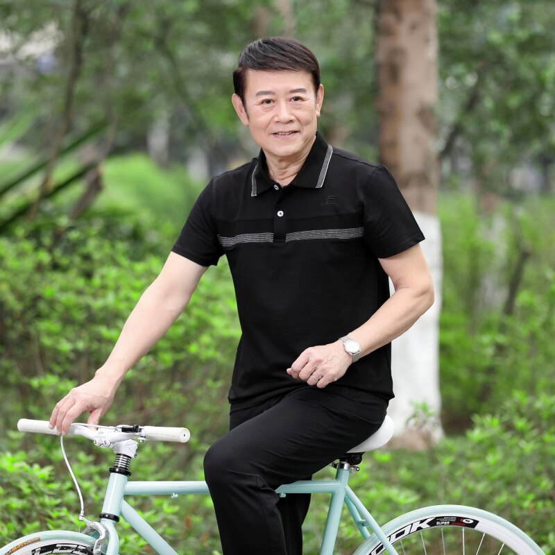 中年男士t恤夏季爸爸短袖夏装50岁40中老年人夏天衣服运动套装60