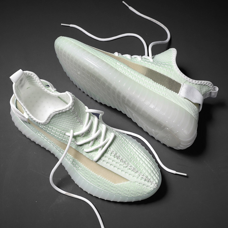 2021新款夏季椰子男鞋350满天星透气运动休闲鞋学生网面飞织潮鞋 - 弗