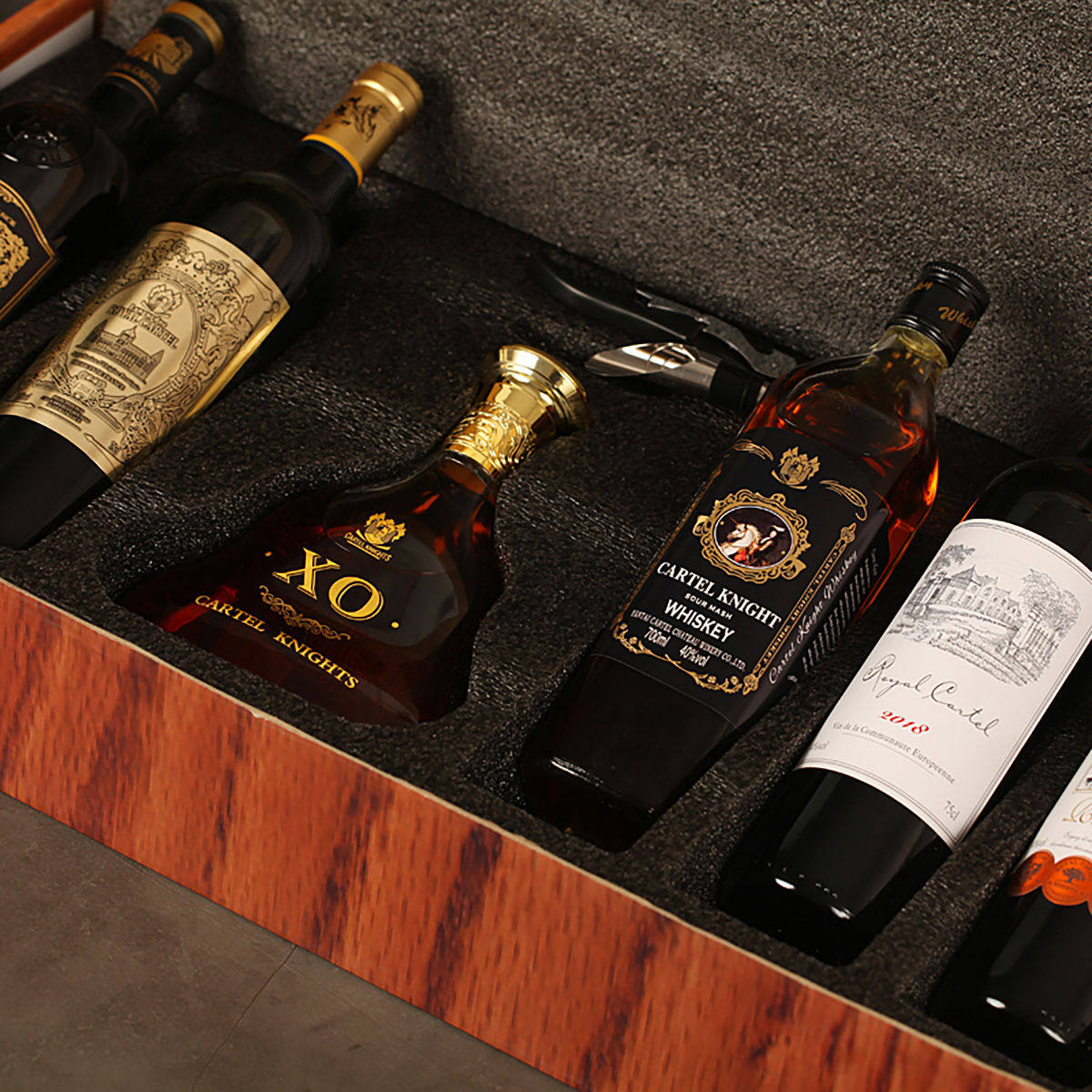 卡特尔进口红酒红葡萄酒洋酒威士忌xo6支组合精美干红静态葡萄酒