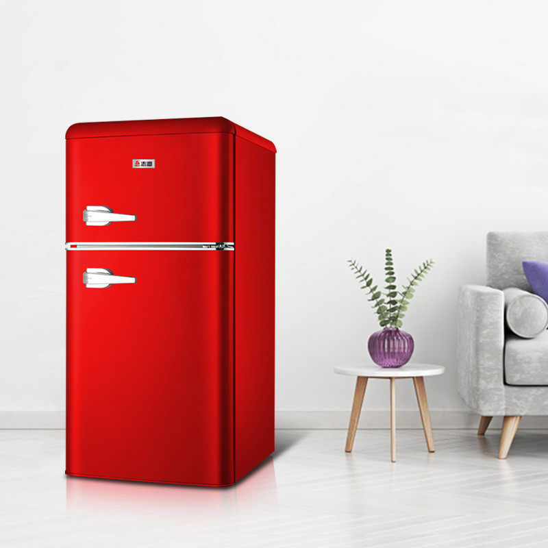 志高118升复古小型家用双开门冰箱