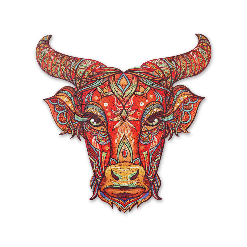 异格中国牛头拼图实木相框成人手工减压牛年拼图