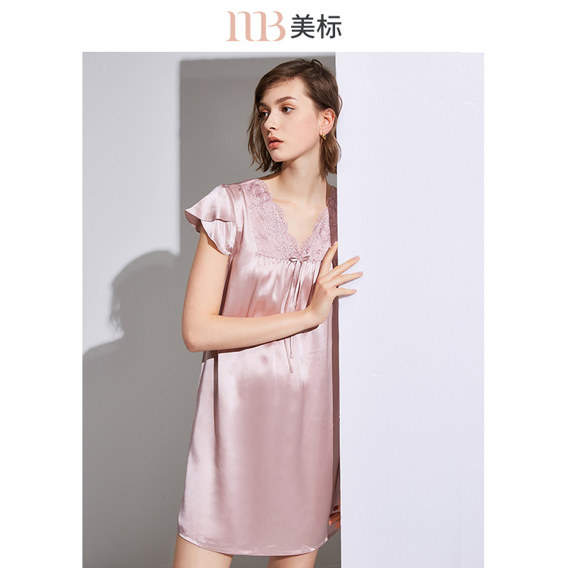 美标真丝睡裙女士春夏丝绸睡衣姆米睡裙