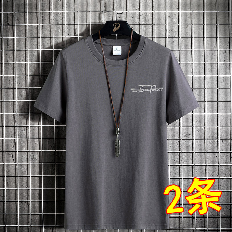 好货推荐】短袖t恤男士潮流男装衣服纯棉体恤宽松半袖灰色打底衫