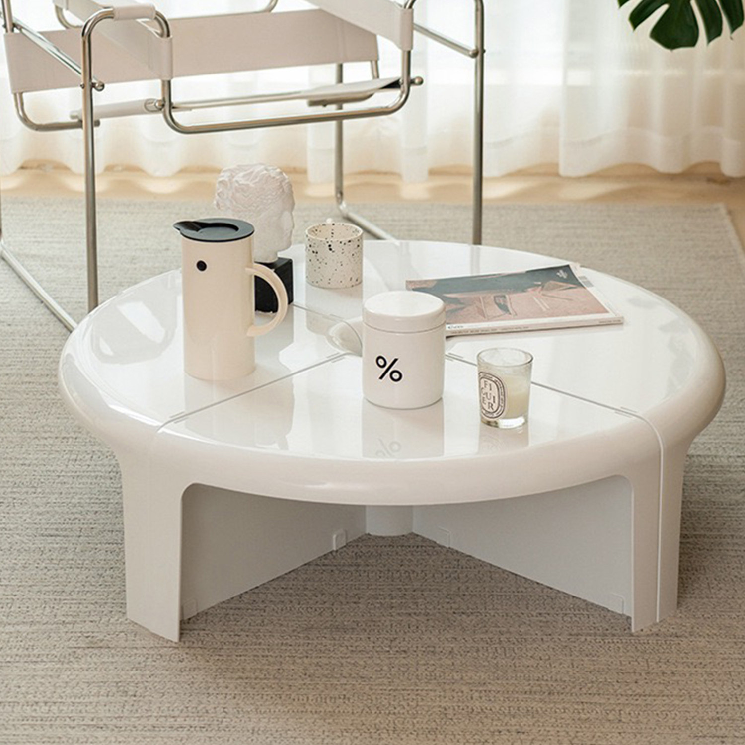 北欧收纳精致圆型拼接组合家用小户户型拆分茶几