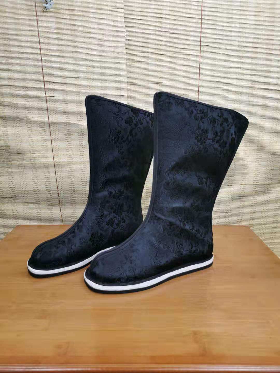 古装龙纹内增高手工千层底皂靴子cos汉服戏曲古典舞鞋