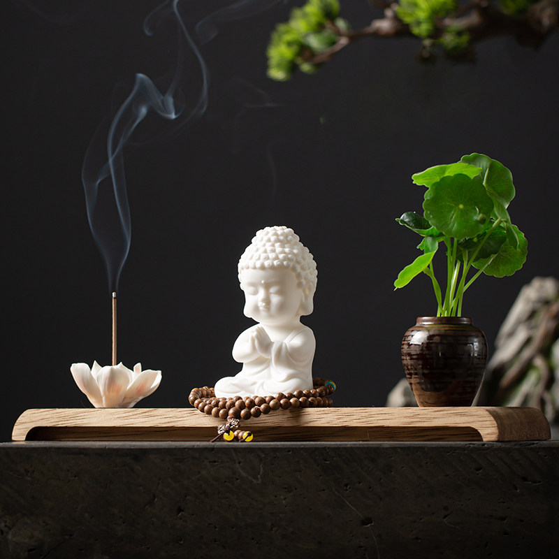 白瓷家居桌面如来如来佛佛祖禅意摆件创意陶瓷摆件