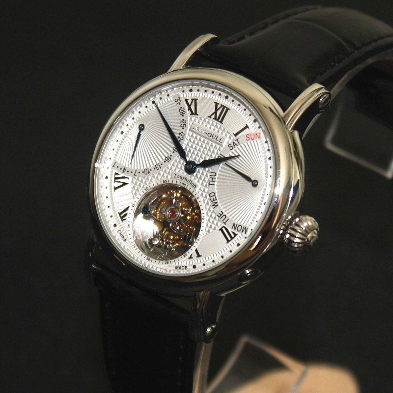 海鸥陀飞轮全自动机械商务男表ST8004机芯机日历星期精钢蓝宝石