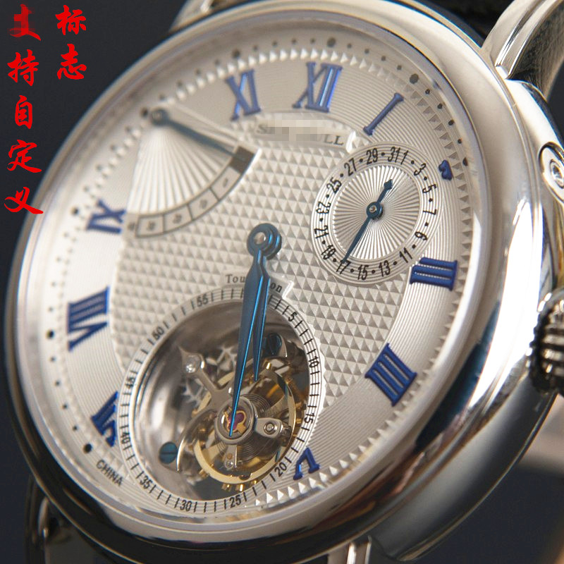 天津陀飞轮手表男手动机械818.921多功能日历能量钻石精钢防水