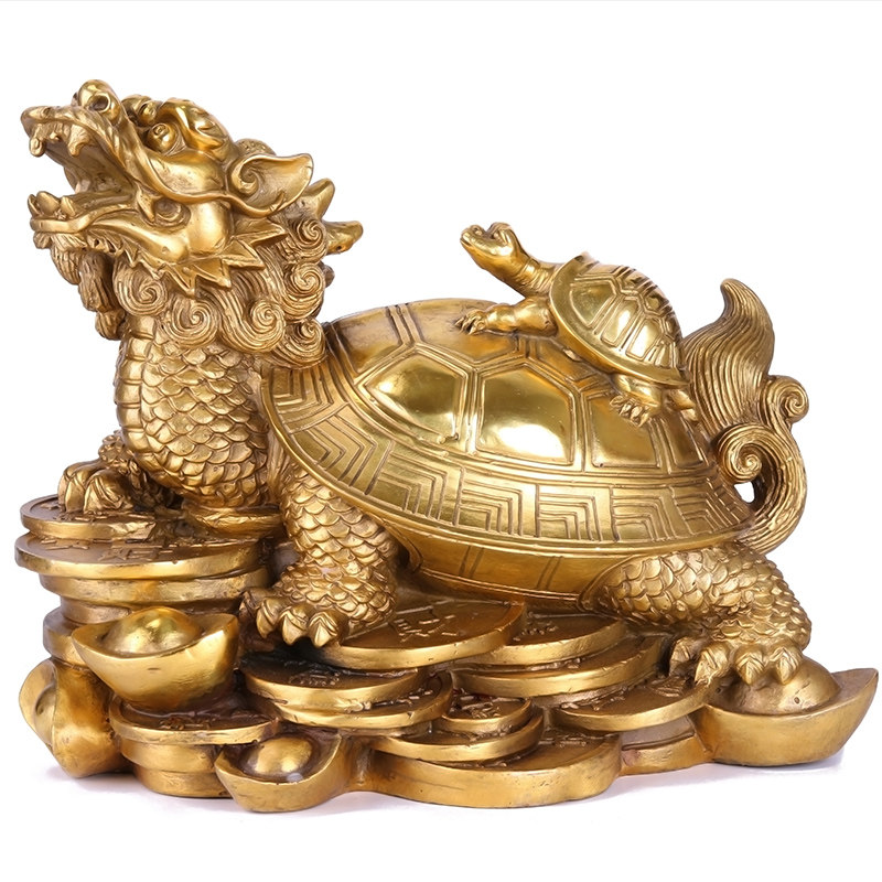 包邮开光纯铜金钱龙龟摆件八卦龟龙头龟避小人招财招贵人镇宅辟邪