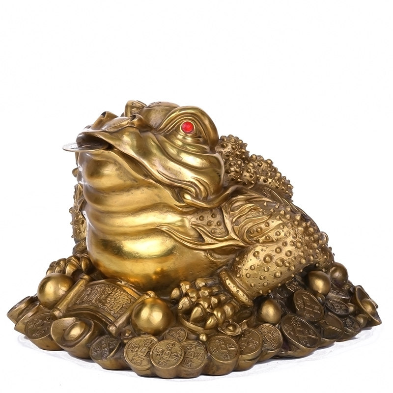 纯铜金蟾摆件雕刻招财开光三足金蝉蟾蜍店铺客厅风水摆件开业礼品