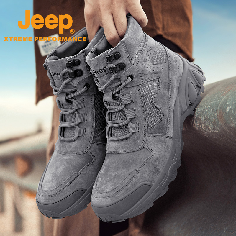 jeep吉普马丁靴男潮高帮英伦风户外真皮百搭韩版登山越野工装鞋子