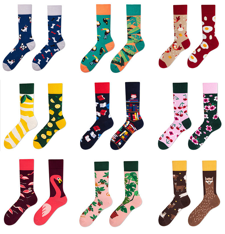 秋冬新款创意个性情侣ab潮袜时尚卡通潮流纯棉短袜