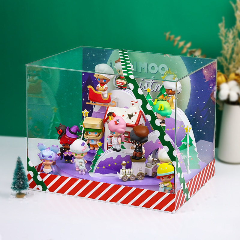 popmart泡泡玛特dimoo圣诞巡游系列主题盲盒手办场景展示收纳盒