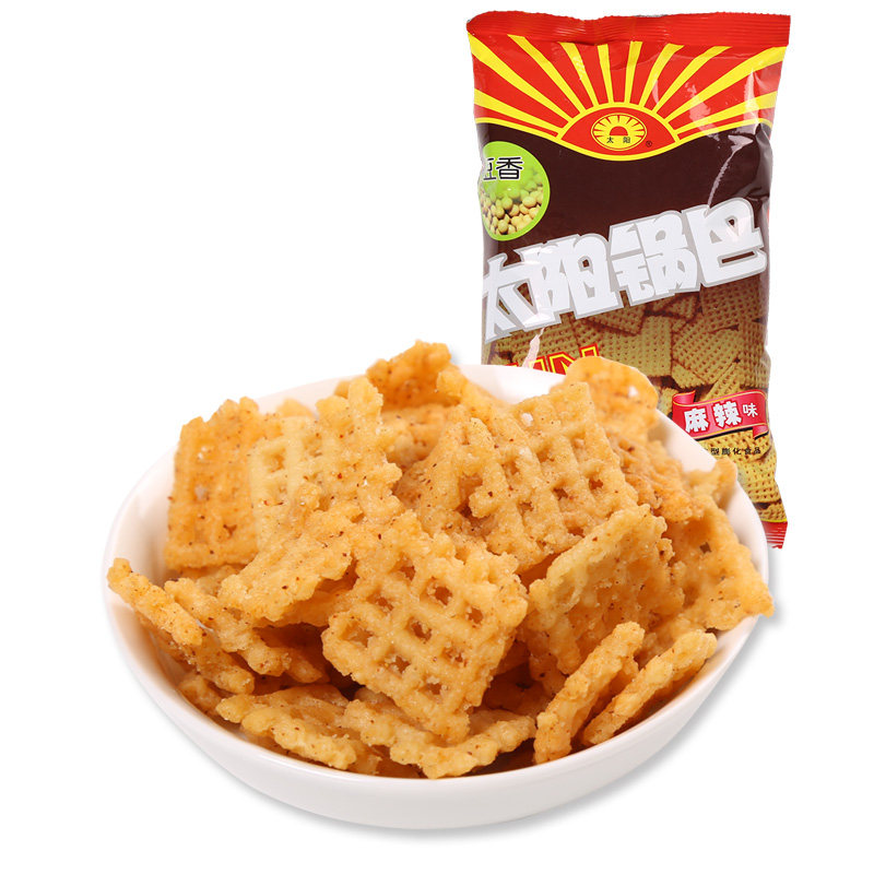 太阳牌锅巴麻辣味130g袋装陕西特产西安粗粮零食休闲小吃五香味