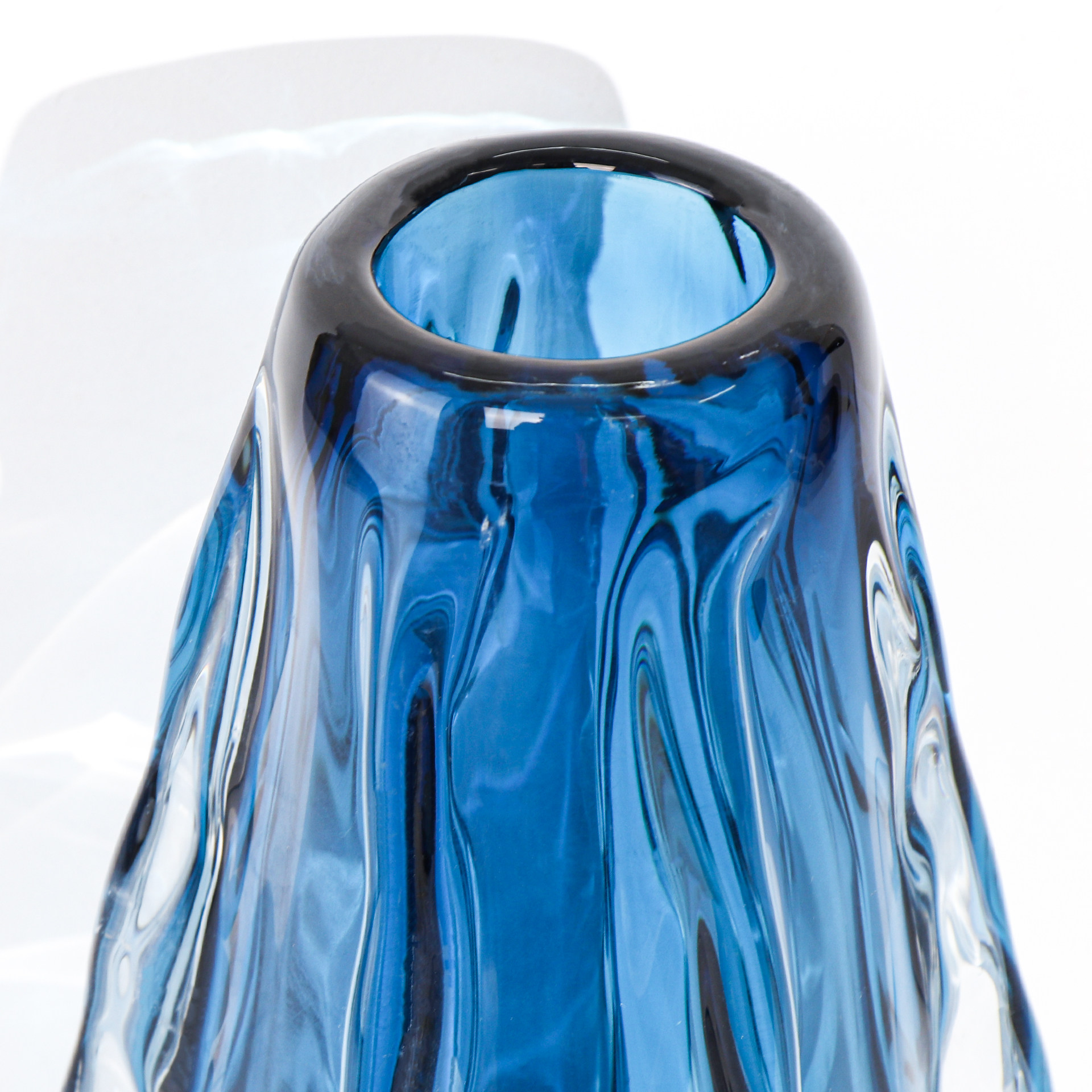 北欧家居极简约透明玻璃花瓶样板房客厅摆件蓝色小瓶口花器工艺品