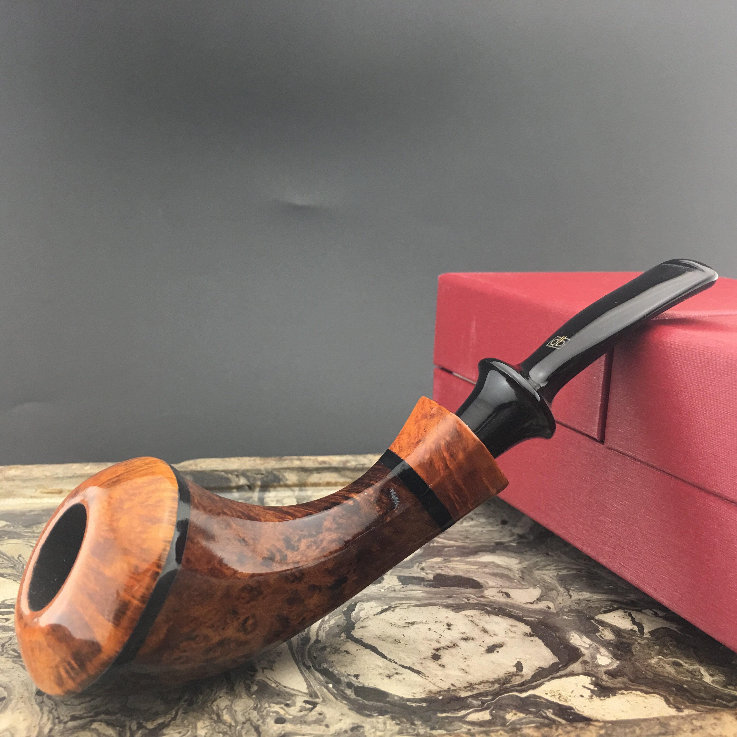 德国实木烟丝烟斗弯式楠木db石楠木进口限量烟斗