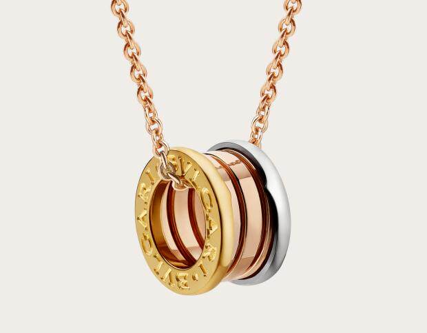 来此gobvlgari宝格丽bzero1系列女士玫瑰金弹簧吊坠项链