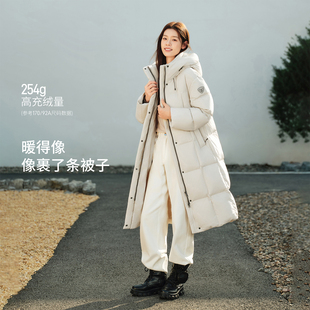 坦博尔25冬季新款云朵泡芙羽绒服女装长款过膝连帽加厚面包服外套