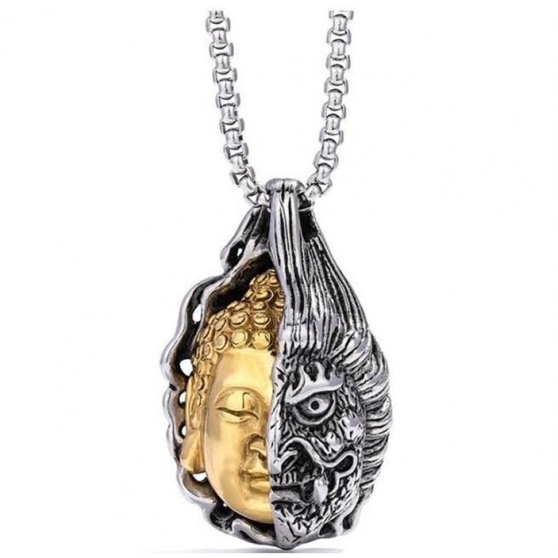 钛钢半佛项链一念之间吊坠男士潮中国风本命年项链