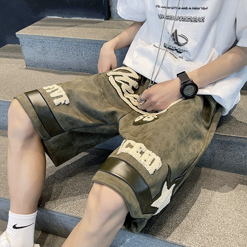 重磅美式篮球短裤男夏季vibe国潮高街裤子休闲运动过膝星星六分裤